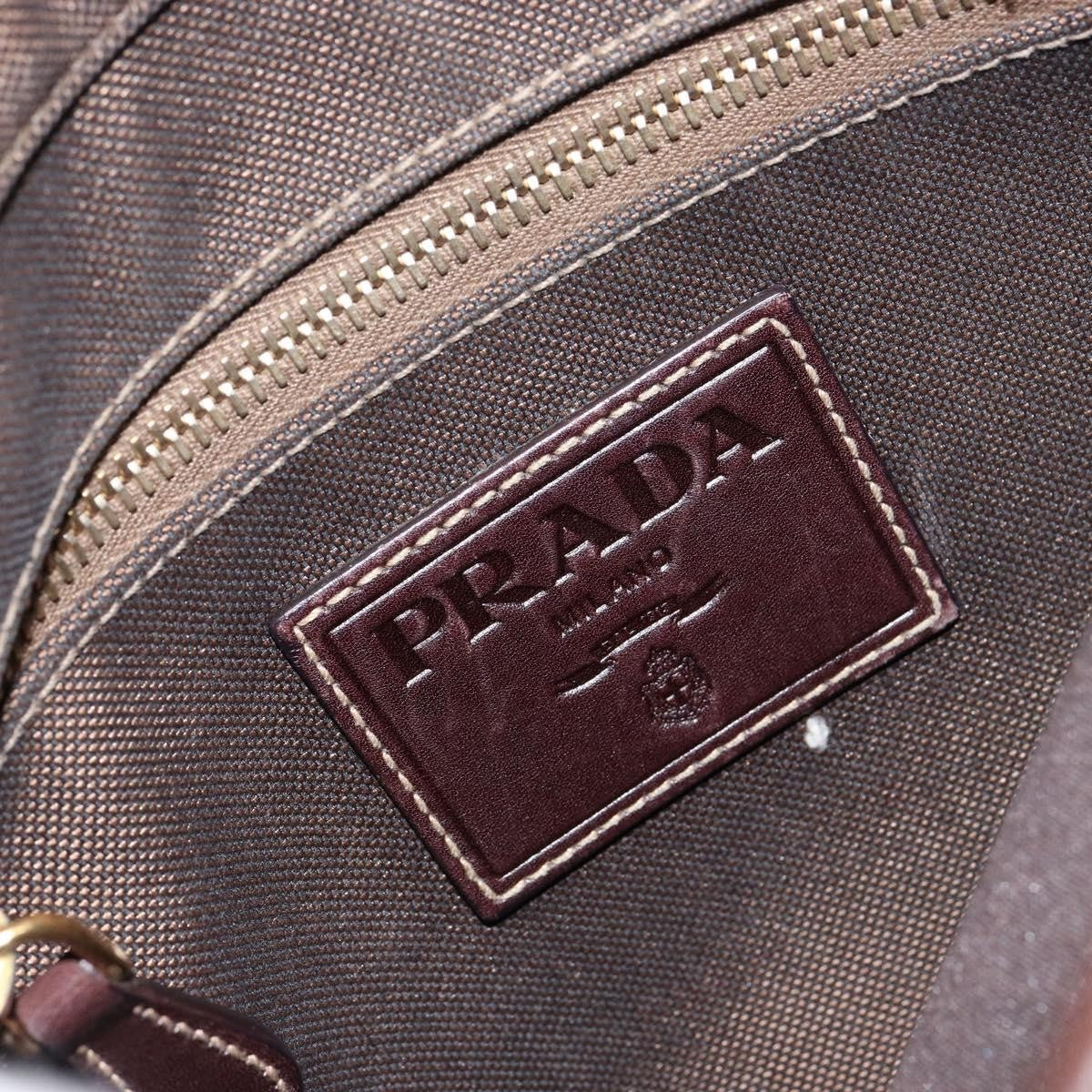 Prada Logo Flat Messenger Canvas Brown Canvas Shoulder Bag Bag (Pre-Owned)