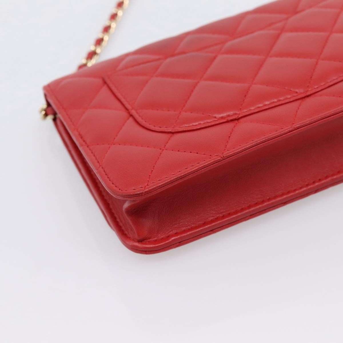 Chanel Wallet On Chain Quilted Lambskin Red Leather Wallets Accessory (Pre-Owned)