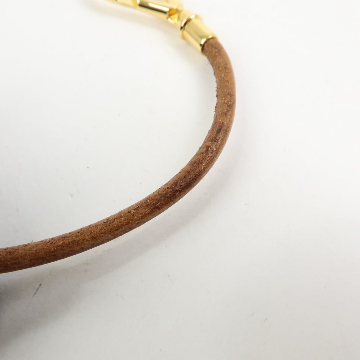 Hermes Jumbo Hook Choker Woven Leather And Metal Brown Leather Necklace Jewelry (Pre-Owned)