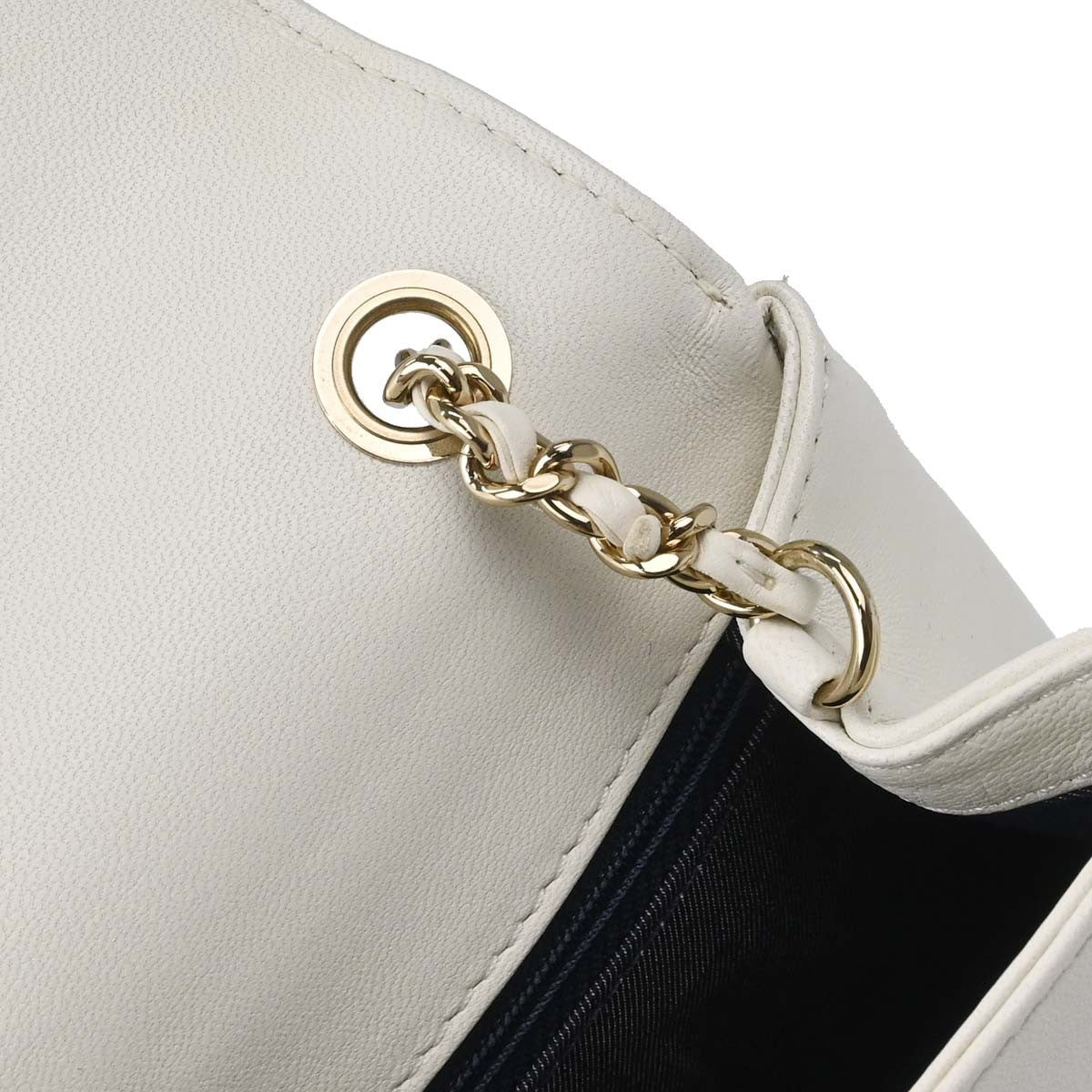 Chanel Cc Mania Flap Lambskin White Leather Shoulder Bag Bag (Pre-Owned)