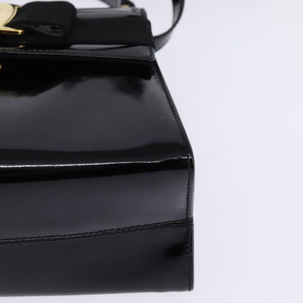 Salvatore Ferragamo Vintage Vara Bow Top Handle Patent Leather Black Patent_Leather Handbag (Pre-Owned)