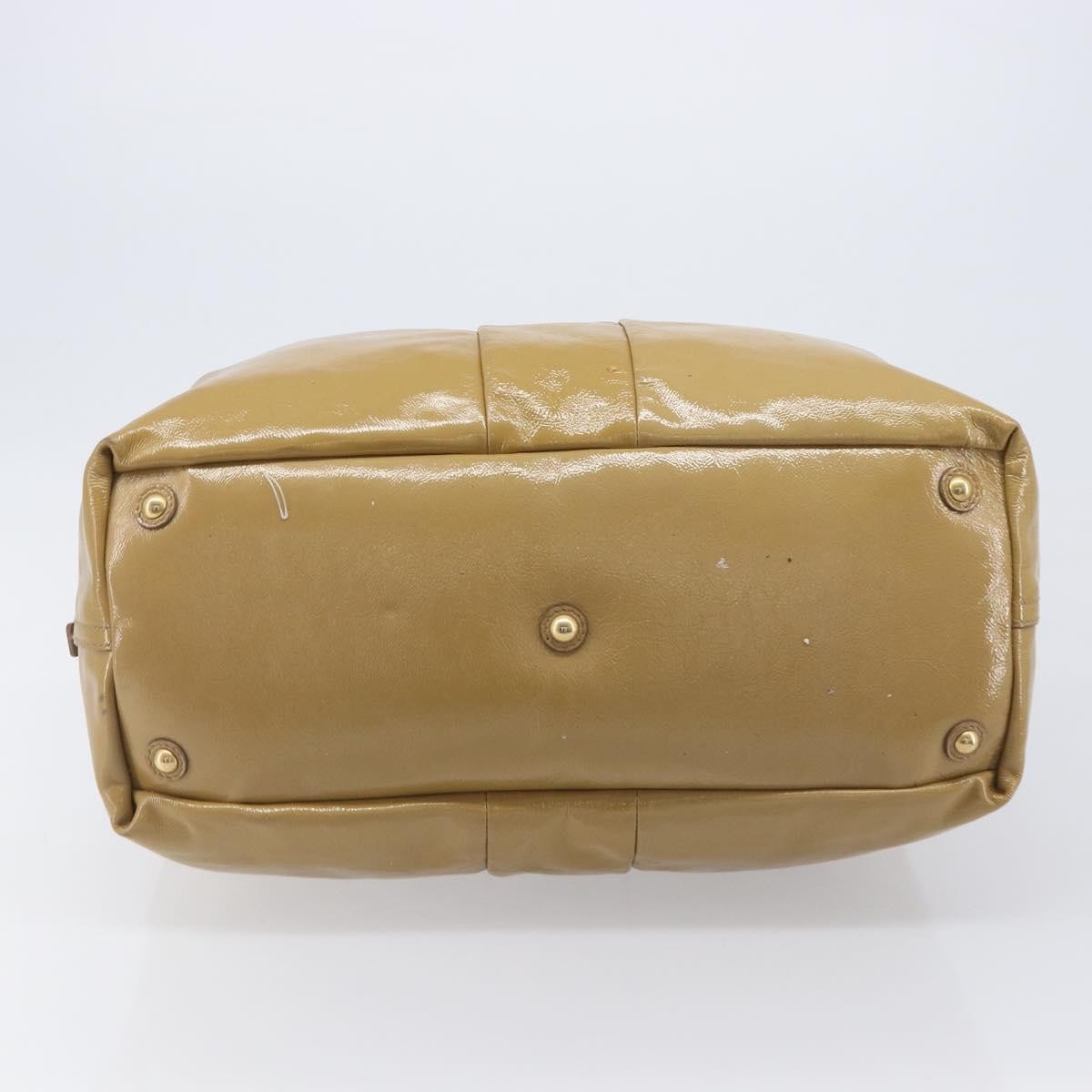 Saint Laurent Easy Y Satchel Patent Beige Patent_Leather Handbag (Pre-Owned)