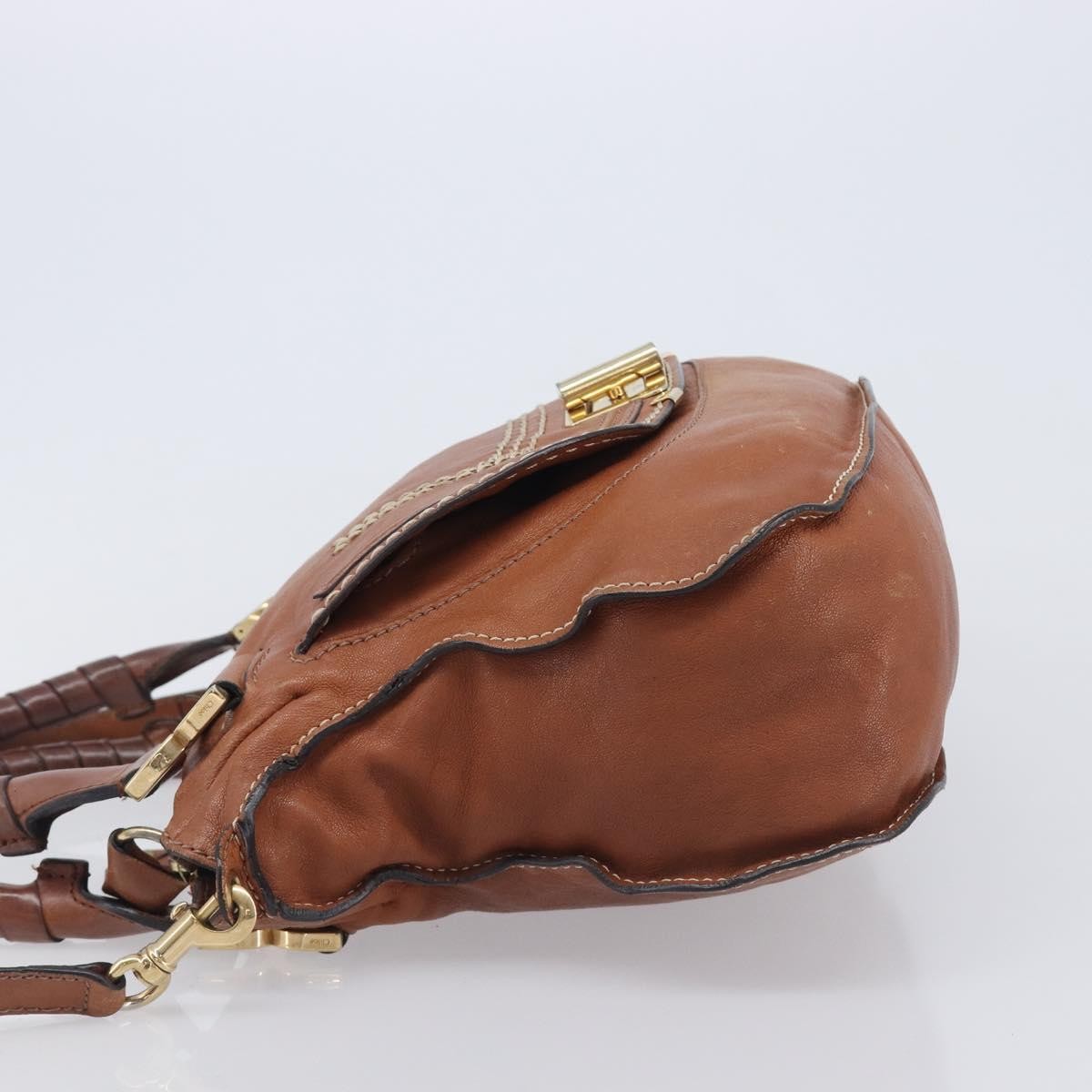 Chloe Marcie Satchel Leather Brown Leather Handbag (Pre-Owned)
