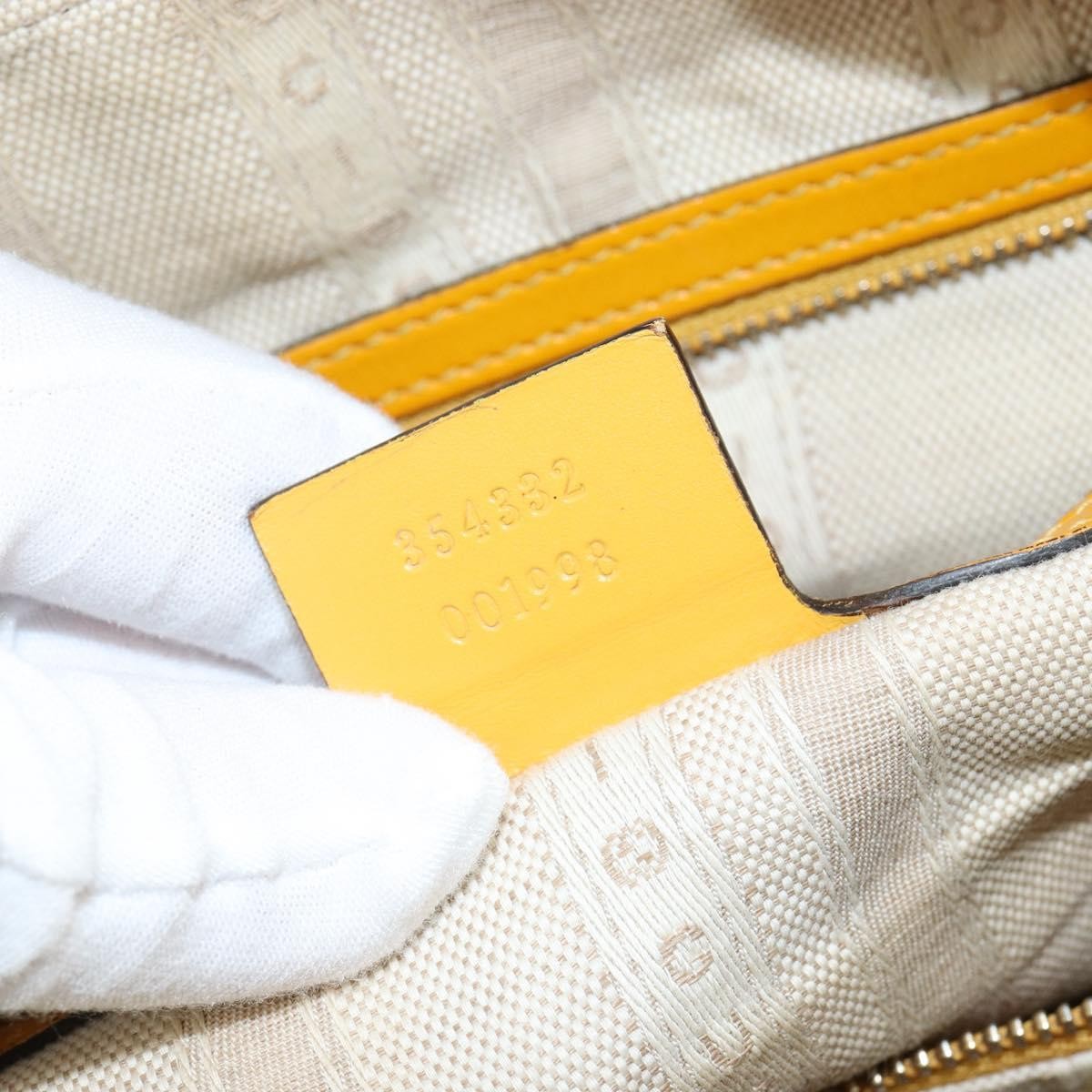 Gucci Bright Top Handle Diamante Leather Yellow Leather Handbag (Pre-Owned)