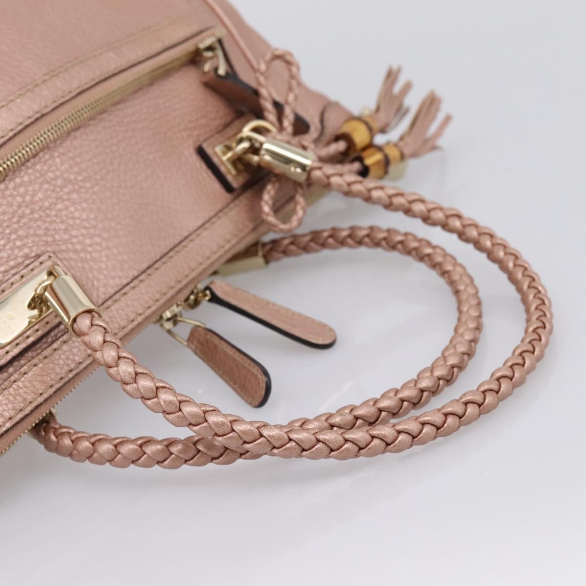 Gucci Bella Convertible Top Handle Leather Pink Leather Handbag (Pre-Owned)