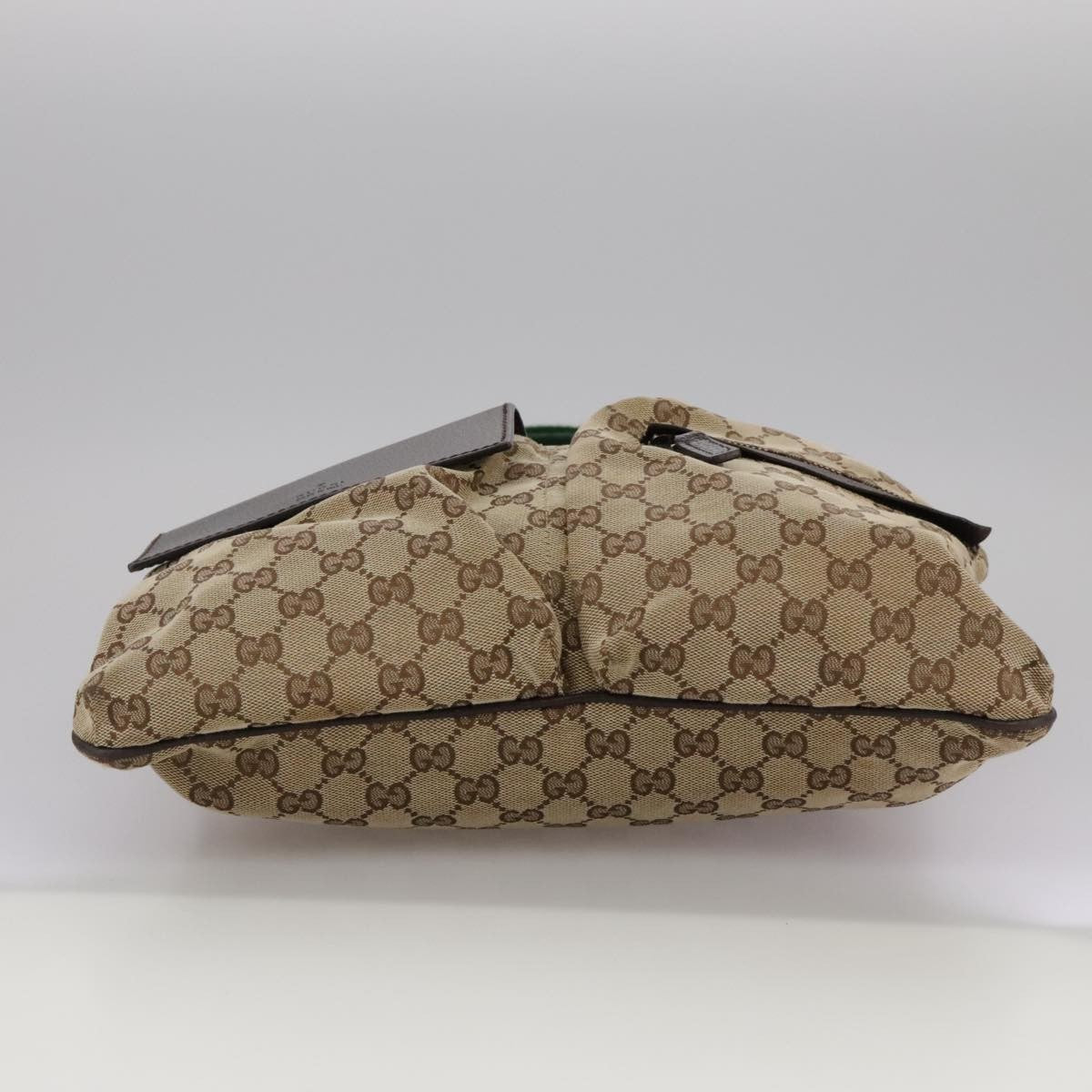 Gucci Double Pocket Web Messenger Gg Canvas And Leather Brown Canvas Shoulder Bag Bag (Pre-Owned)