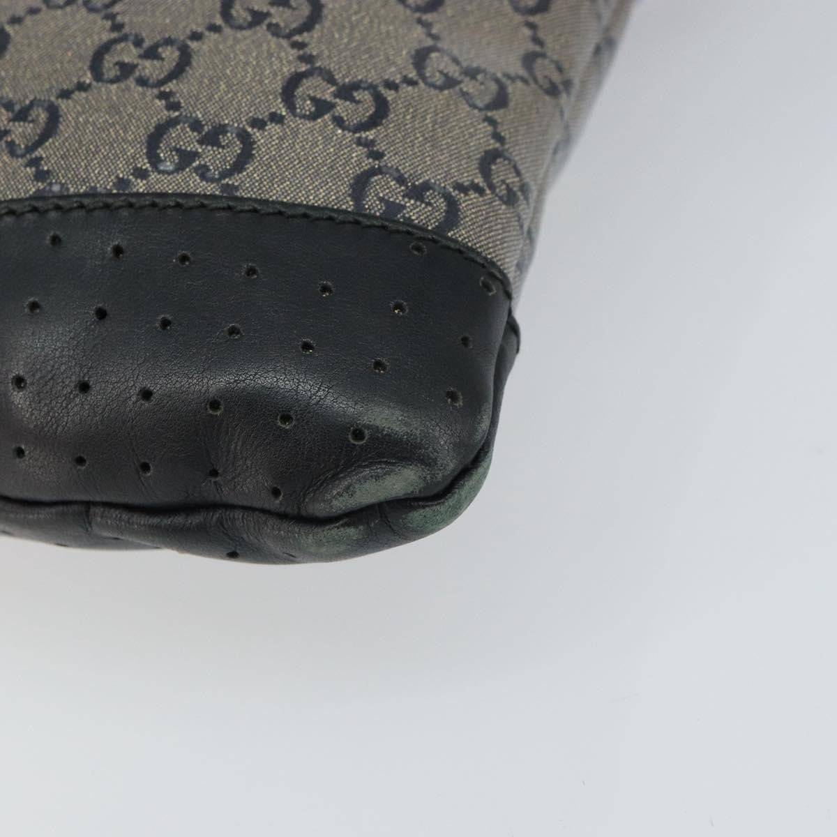 Gucci Zip Messenger Gg Canvas With Perforated Leather Navy Canvas Shoulder Bag Bag (Pre-Owned)