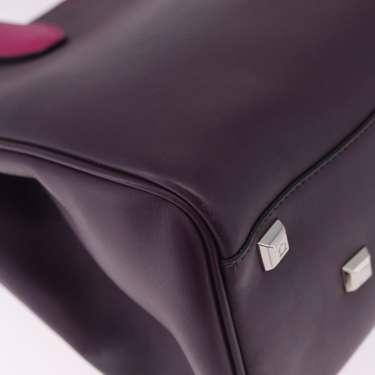 Salvatore Ferragamo Studio Satchel Leather Purple Leather Handbag (Pre-Owned)