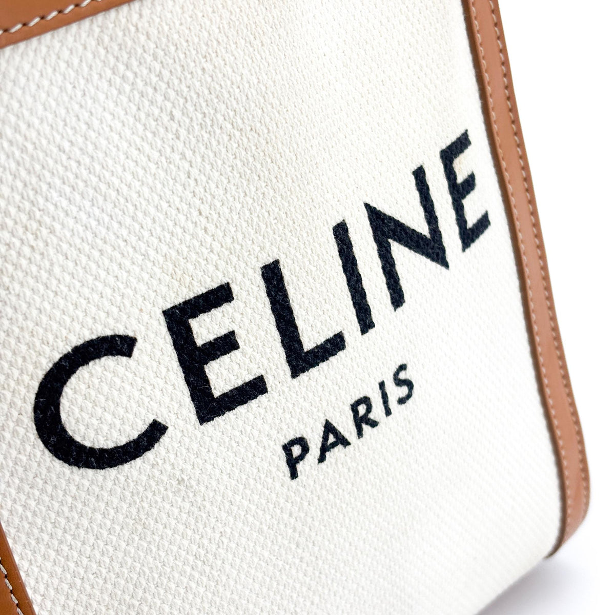 Celine Vertical Cabas Canvas With Leather Beige Canvas Tote Bag Bag (Pre-Owned)