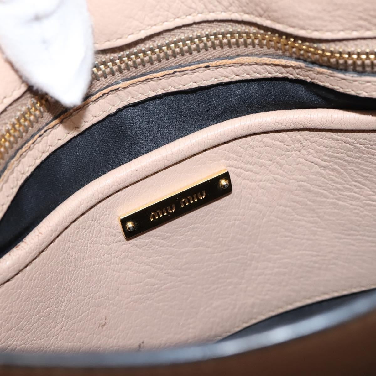 Miu Miu Madras Convertible Lock Leather Beige Leather Tote Bag Bag (Pre-Owned)