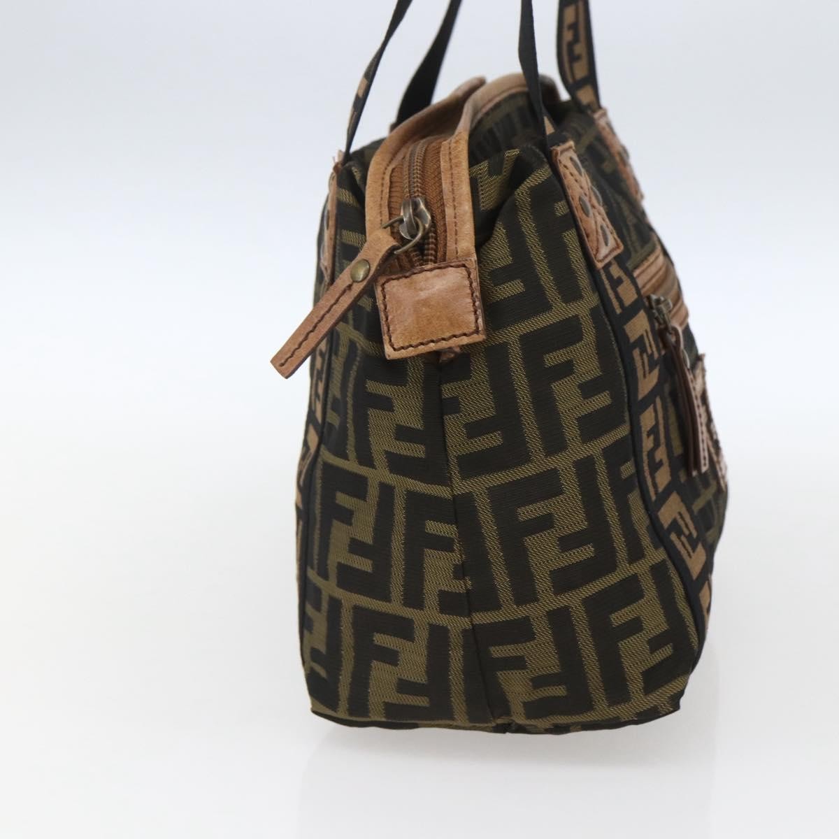 Fendi Vintage Ff Zip Zucca Canvas Brown Canvas Tote Bag Bag (Pre-Owned)