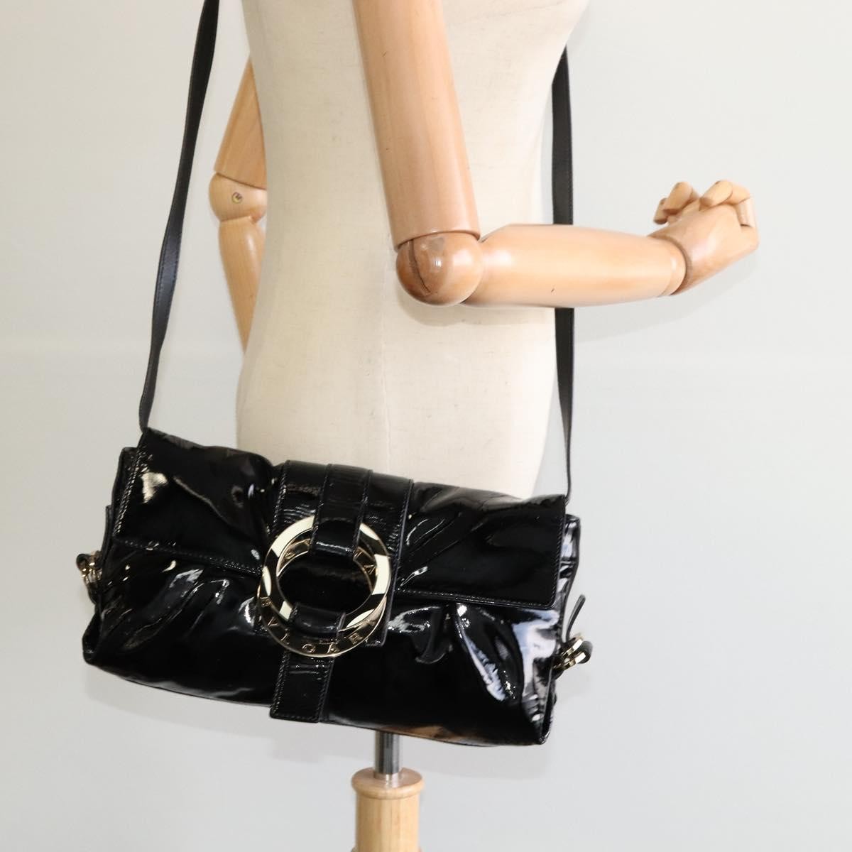 Bvlgari Chandra Flap Enamel Black Patent_Leather Shoulder Bag Bag (Pre-Owned)