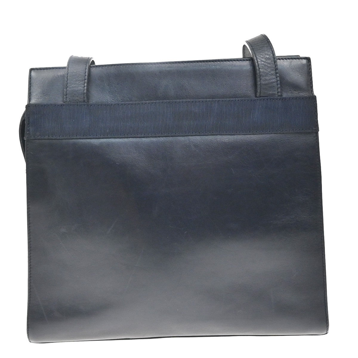 Salvatore Ferragamo Vintage Vara Bow Lizard Embossed Leather Navy Leather Tote Bag Bag (Pre-Owned)