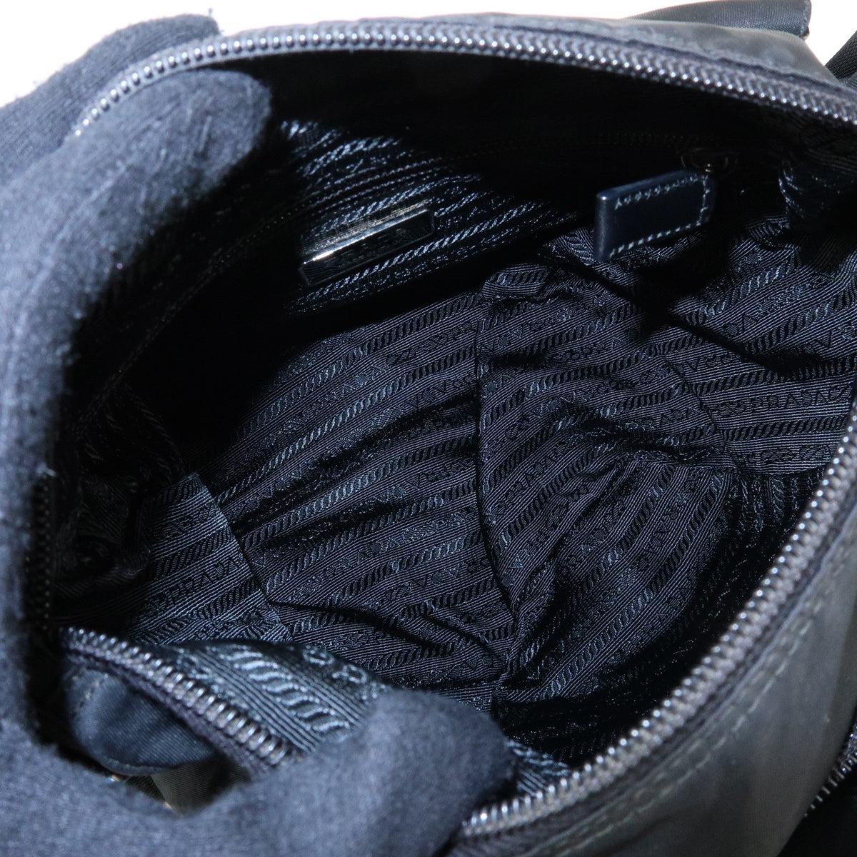 Prada Zip Buckle Messenger Tessuto Black Nylon Handbag (Pre-Owned)