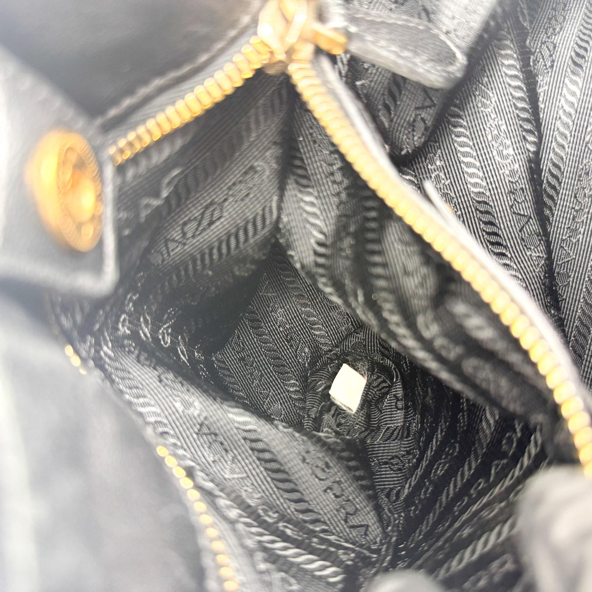 Prada Gaufre Convertible Satchel Leather And Tessuto Black Nylon Handbag (Pre-Owned)