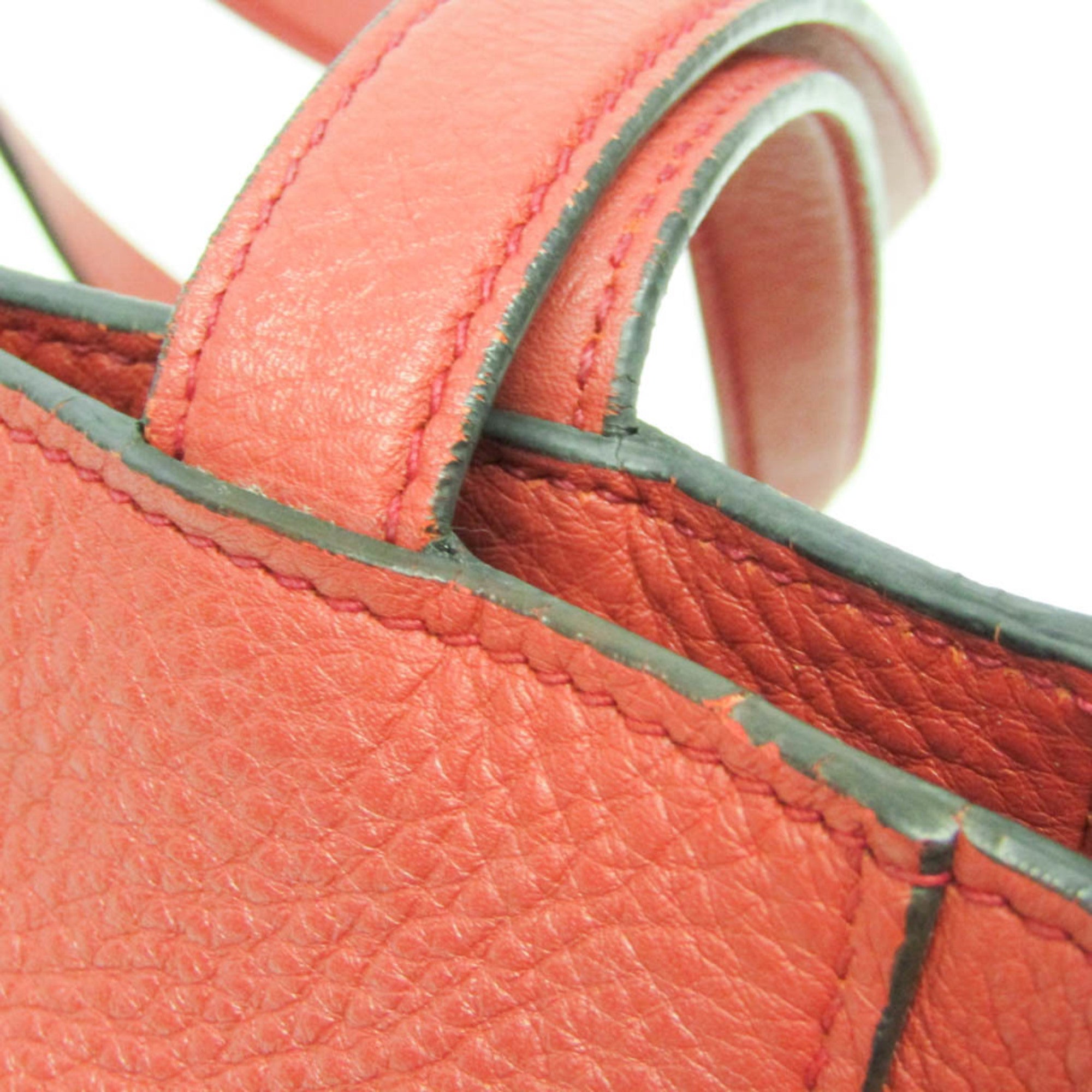 Prada Vintage Tote Leather Red Leather Tote Bag Bag (Pre-Owned)