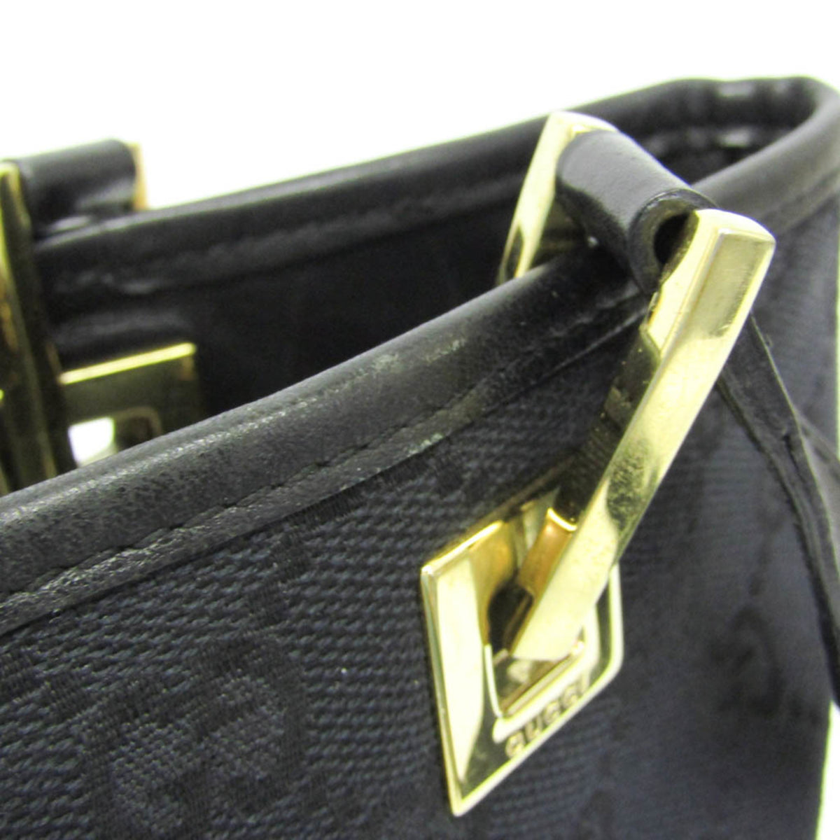 Gucci Vintage Bucket Shopping Gg Canvas Black Canvas Tote Bag Bag (Pre-Owned)