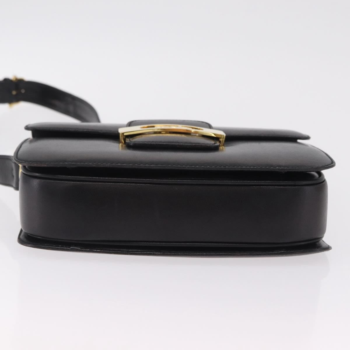 Celine Vintage Carriage Flap Leather Black Leather Handbag (Pre-Owned)