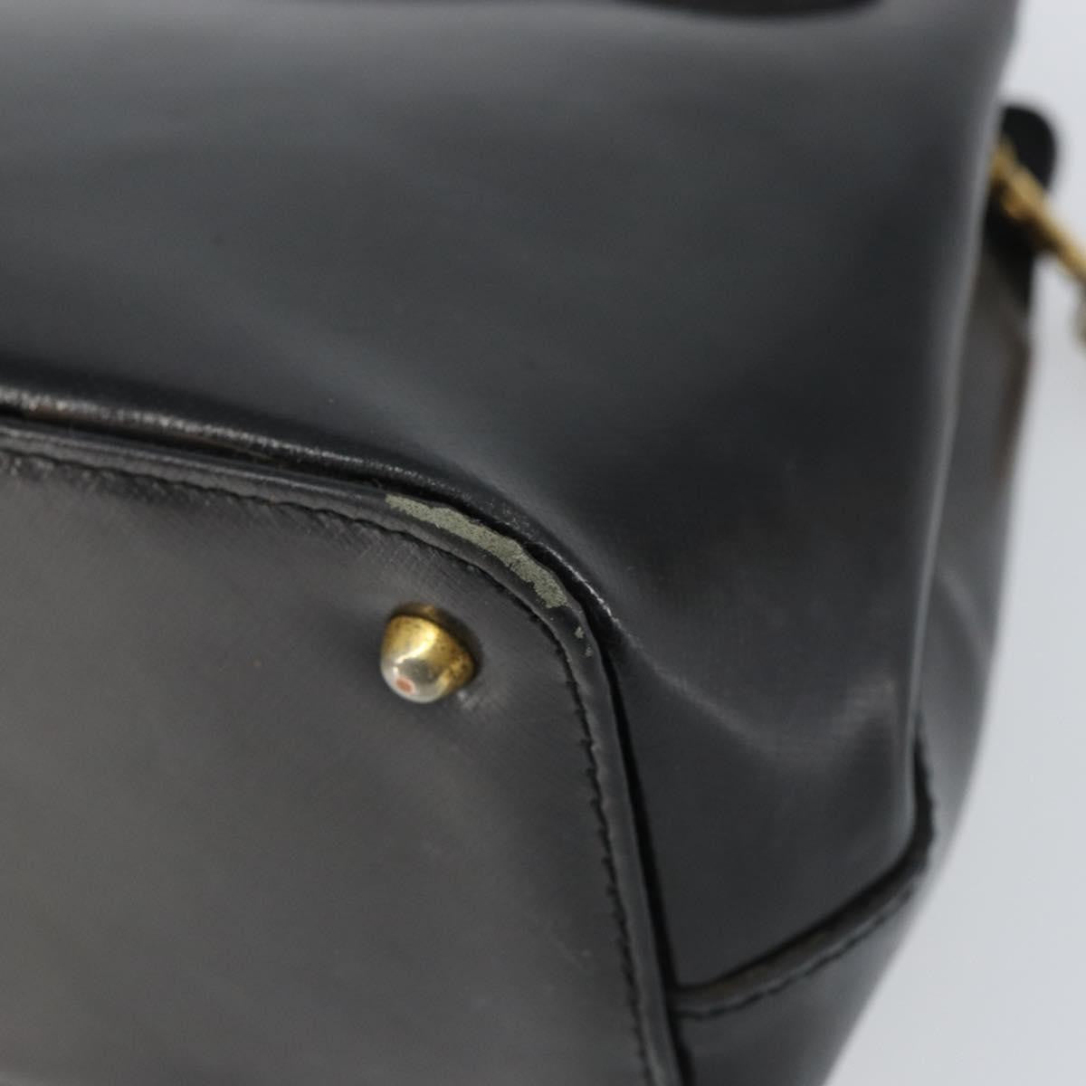 Versace Vintage Leather Black Leather Handbag (Pre-Owned)