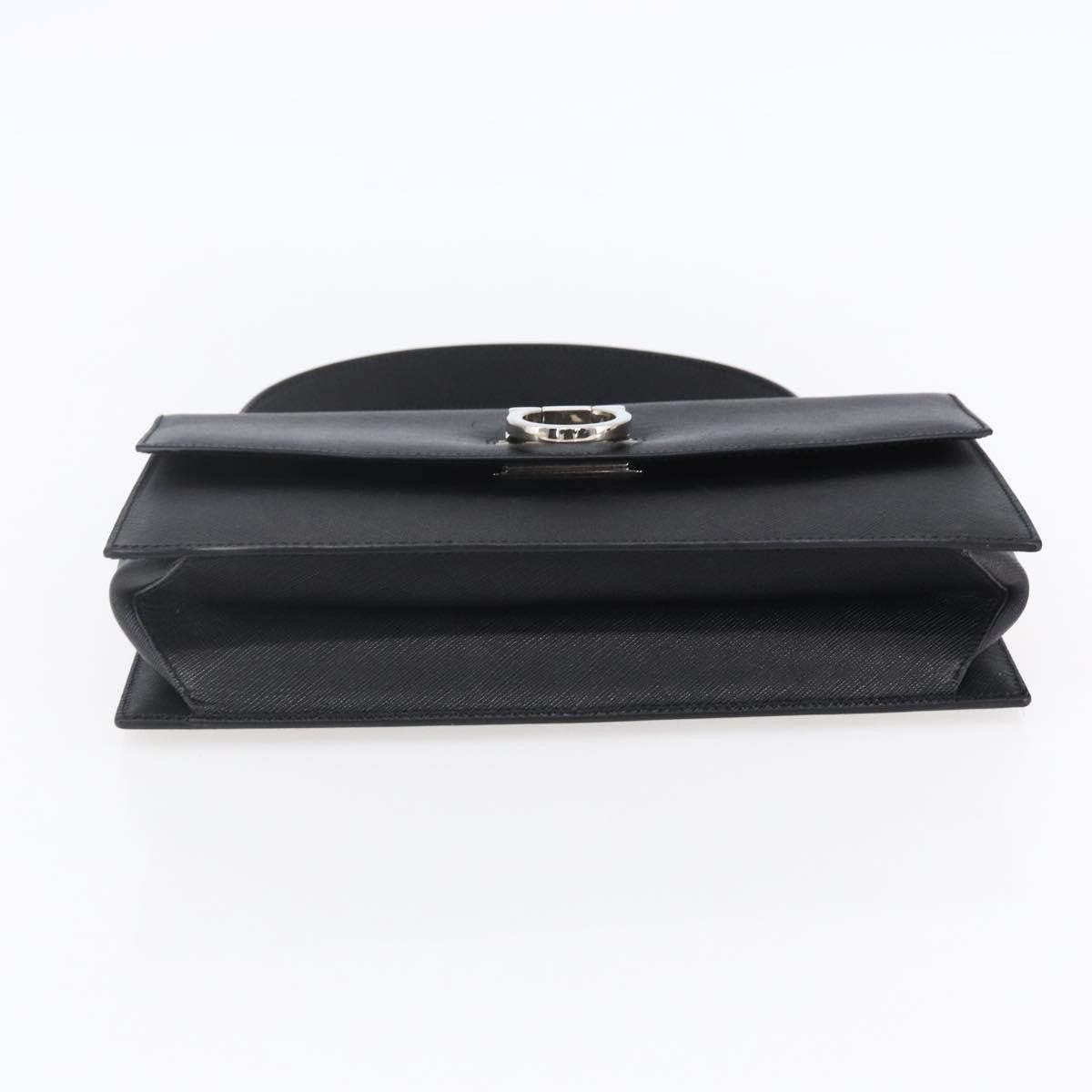 Salvatore Ferragamo Gancini Leather Black Leather Shoulder Bag Bag (Pre-Owned)