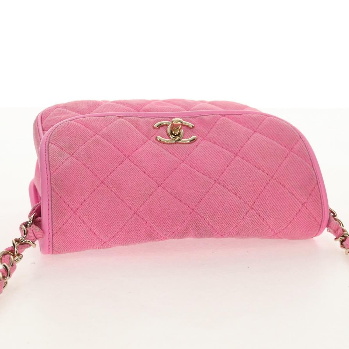Chanel Flap Messenger Quilted Denim Pink Canvas Shoulder Bag Bag (Pre-Owned)