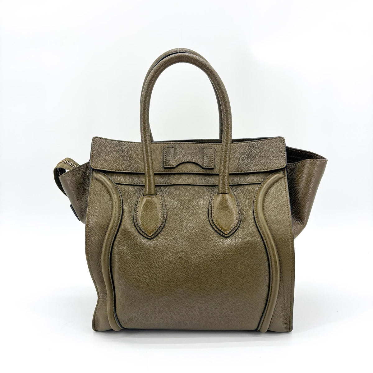 Celine Luggage Smooth Leather Khaki Leather Handbag (Pre-Owned)
