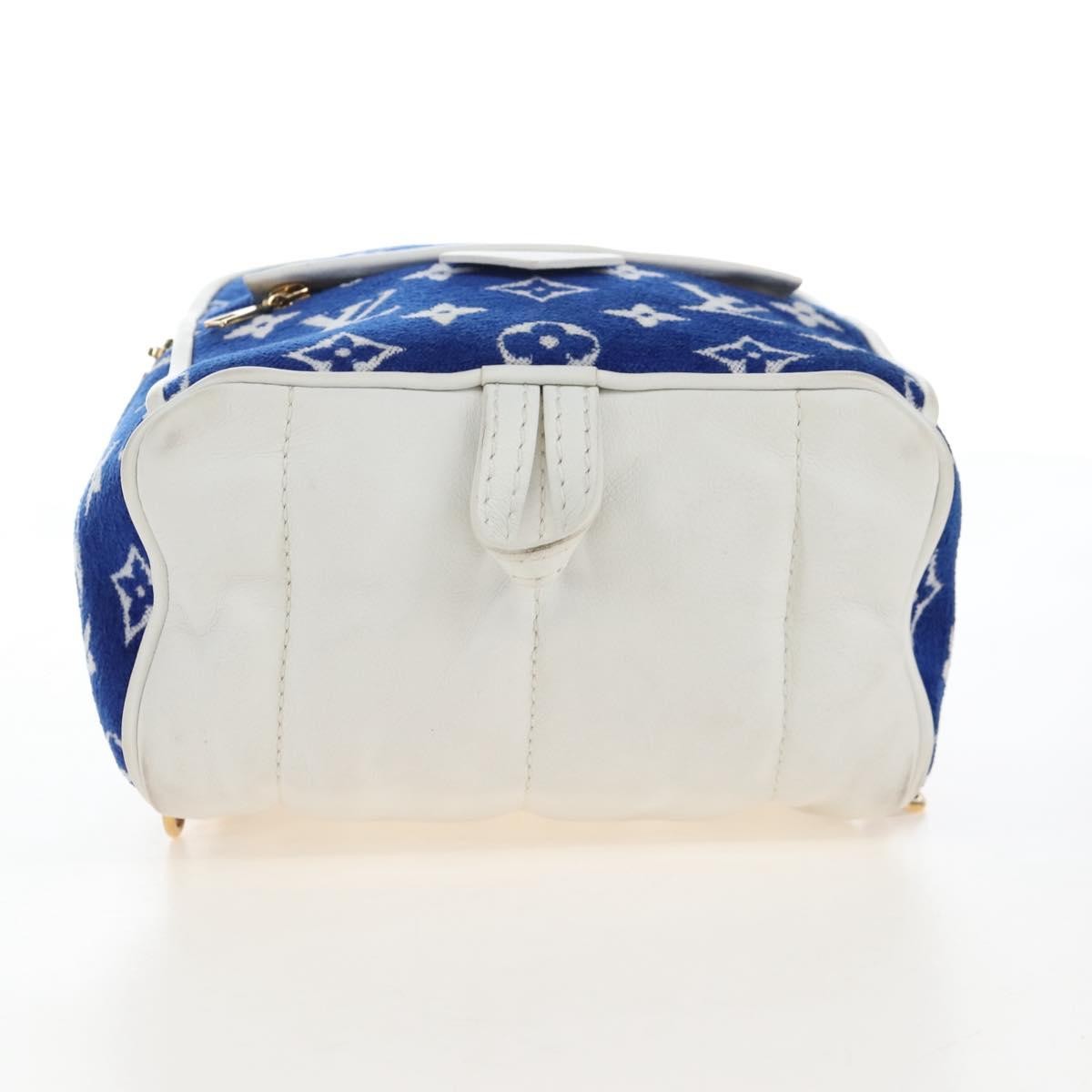 Louis Vuitton Palm Springs Lv Match Monogram Jacquard Velvet Blue Canvas Backpack Bag (Pre-Owned)