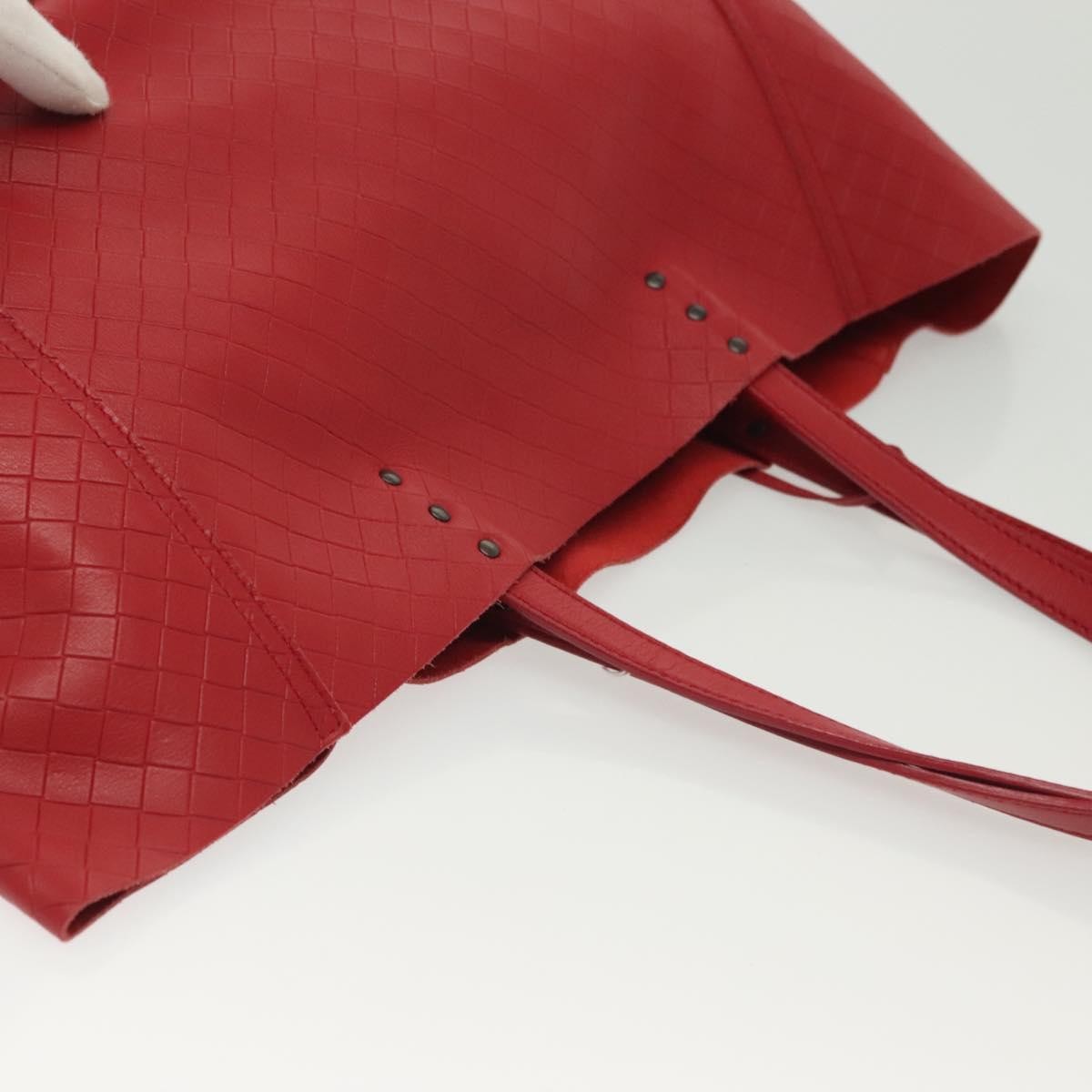 Bottega Veneta Intrecciomirage Tote Leather Red Leather Tote Bag Bag (Pre-Owned)
