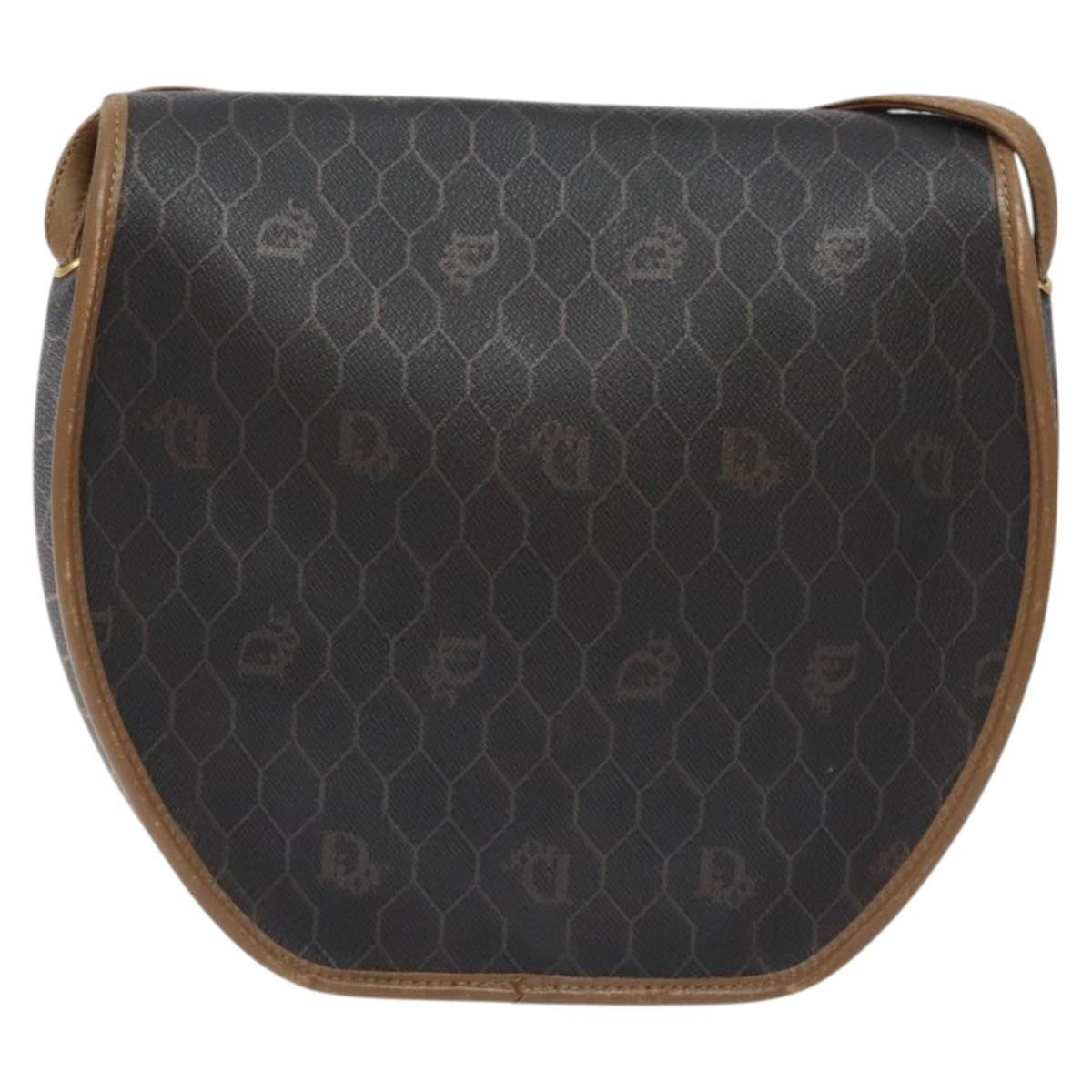 Christian Dior Vintage Honeycomb Flap Coated Canvas Black Canvas Shoulder Bag Bag (Pre-Owned)