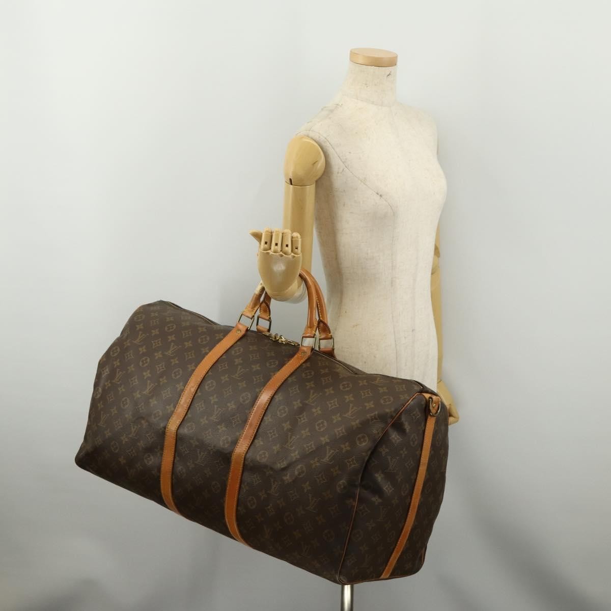 Louis Vuitton Keepall Bandoulière Monogram Brown Canvas Travel Bag Bag (Pre-Owned)