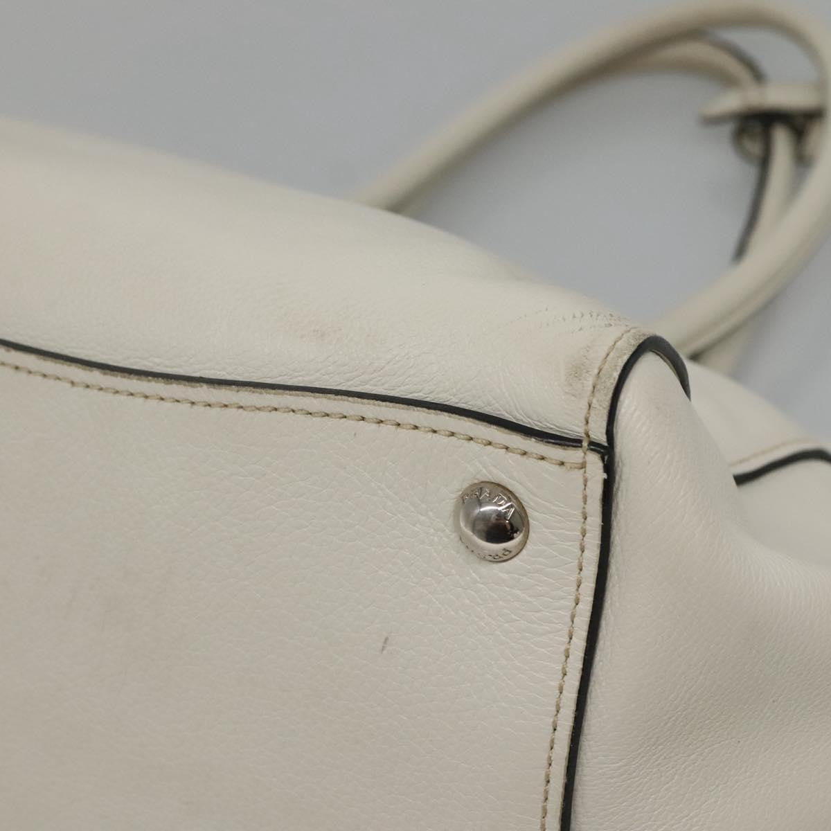 Prada Front Pocket Wing Convertible Tote Vitello Daino White Leather Tote Bag Bag (Pre-Owned)