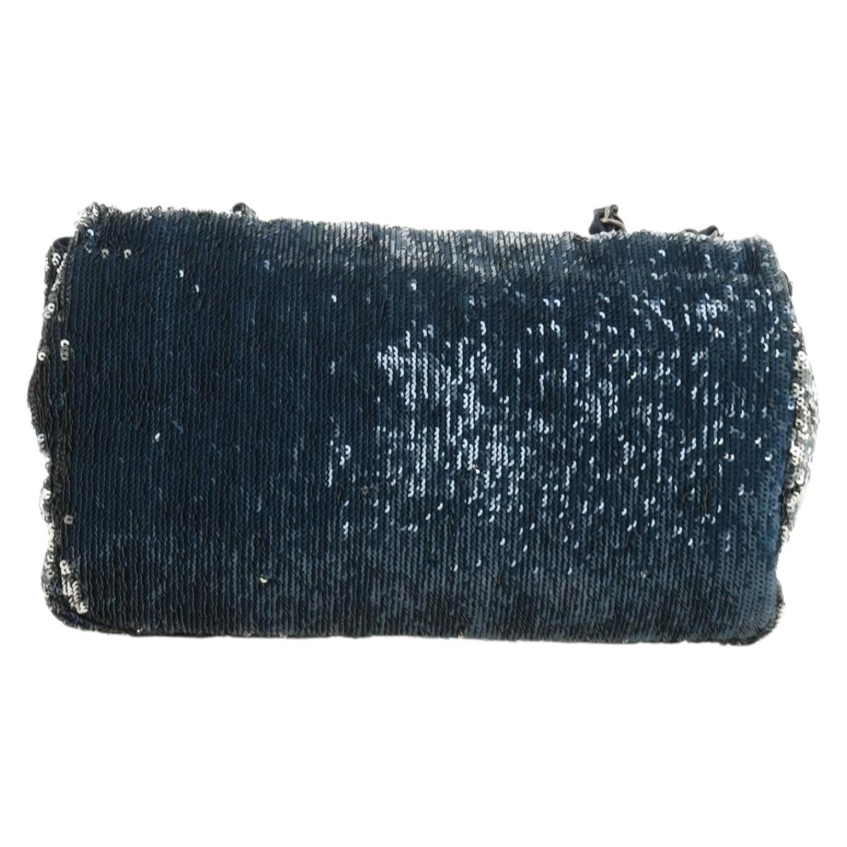 Chanel Coco Cuba Flap Sequins Blue Canvas Shoulder Bag Bag (Pre-Owned)
