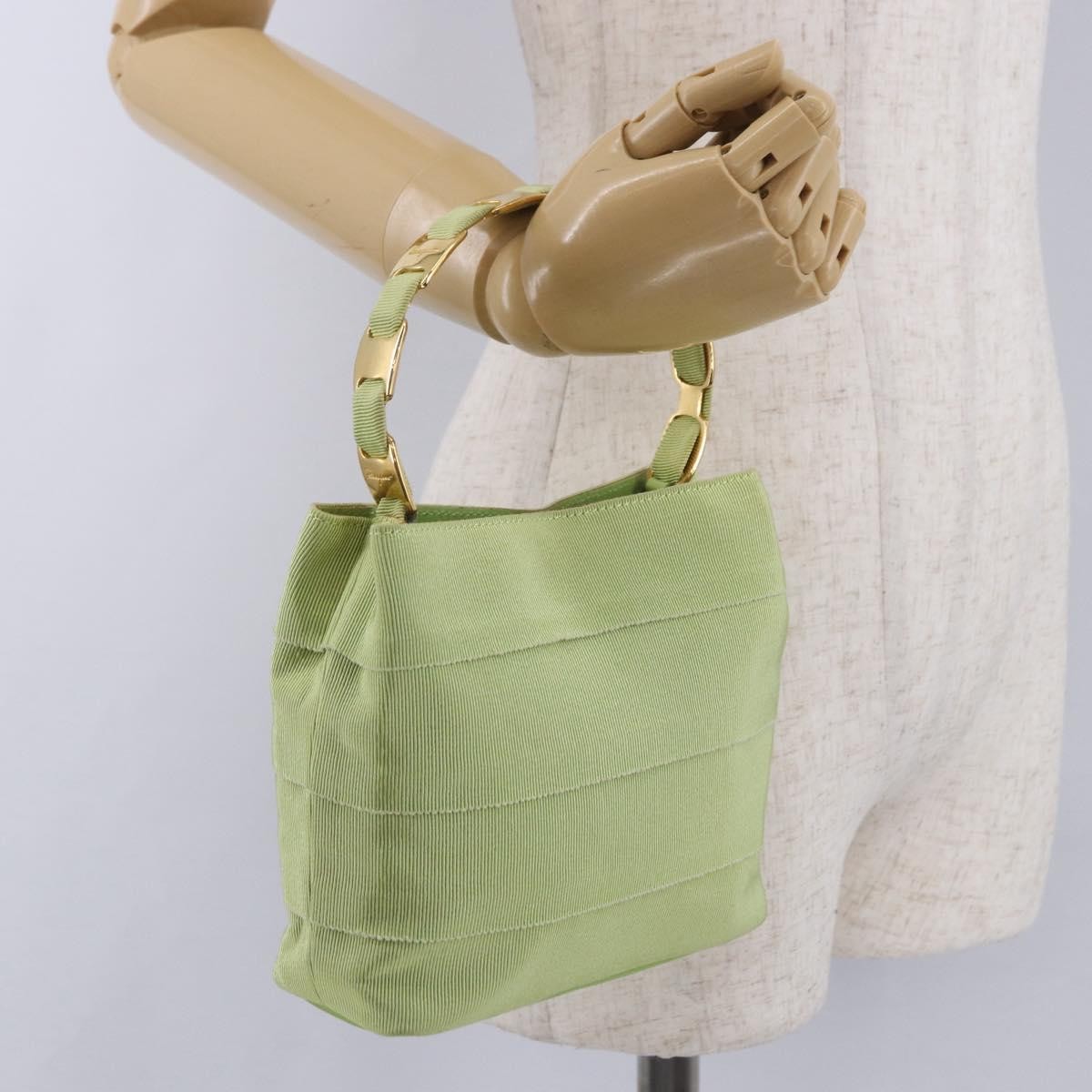 Salvatore Ferragamo Vala Canvas Green Canvas Shoulder Bag Bag (Pre-Owned)