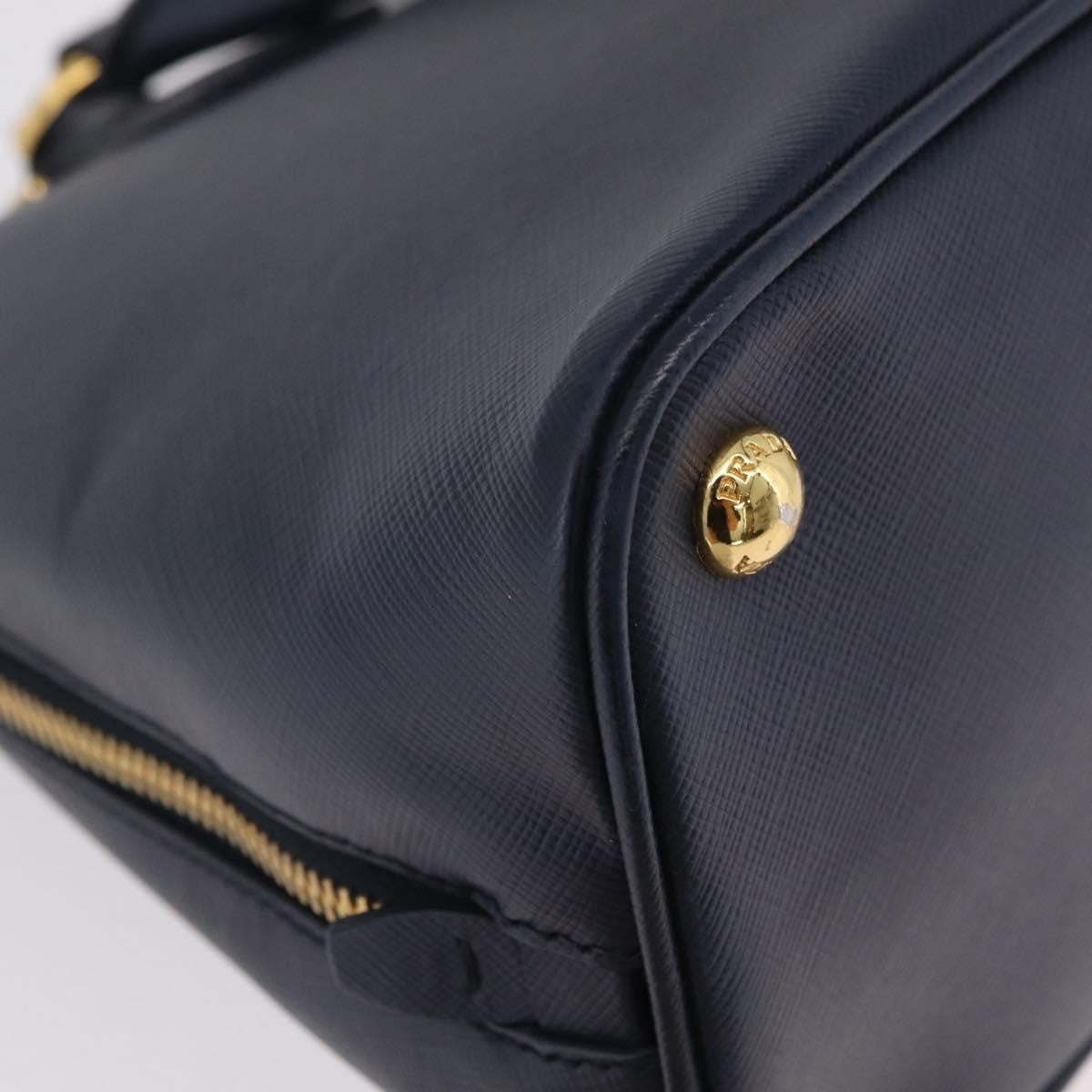 Prada Promenade Saffiano Leather Navy Leather Handbag (Pre-Owned)