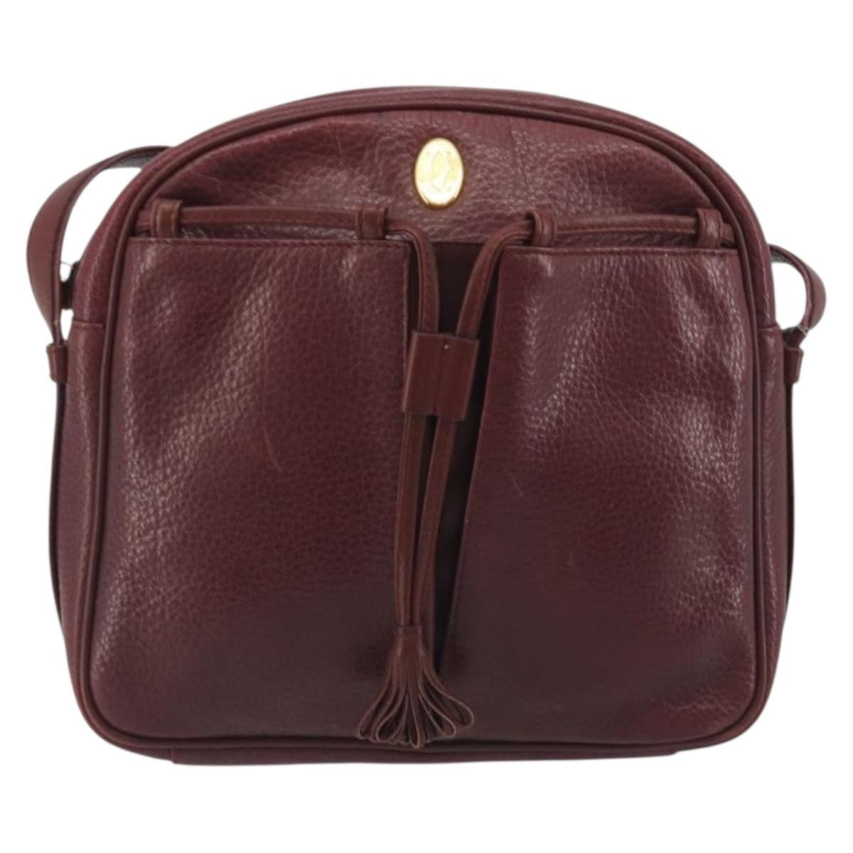 Cartier Tasseled Must De Cartier Leather Burgundy Leather Shoulder Bag Bag (Pre-Owned)