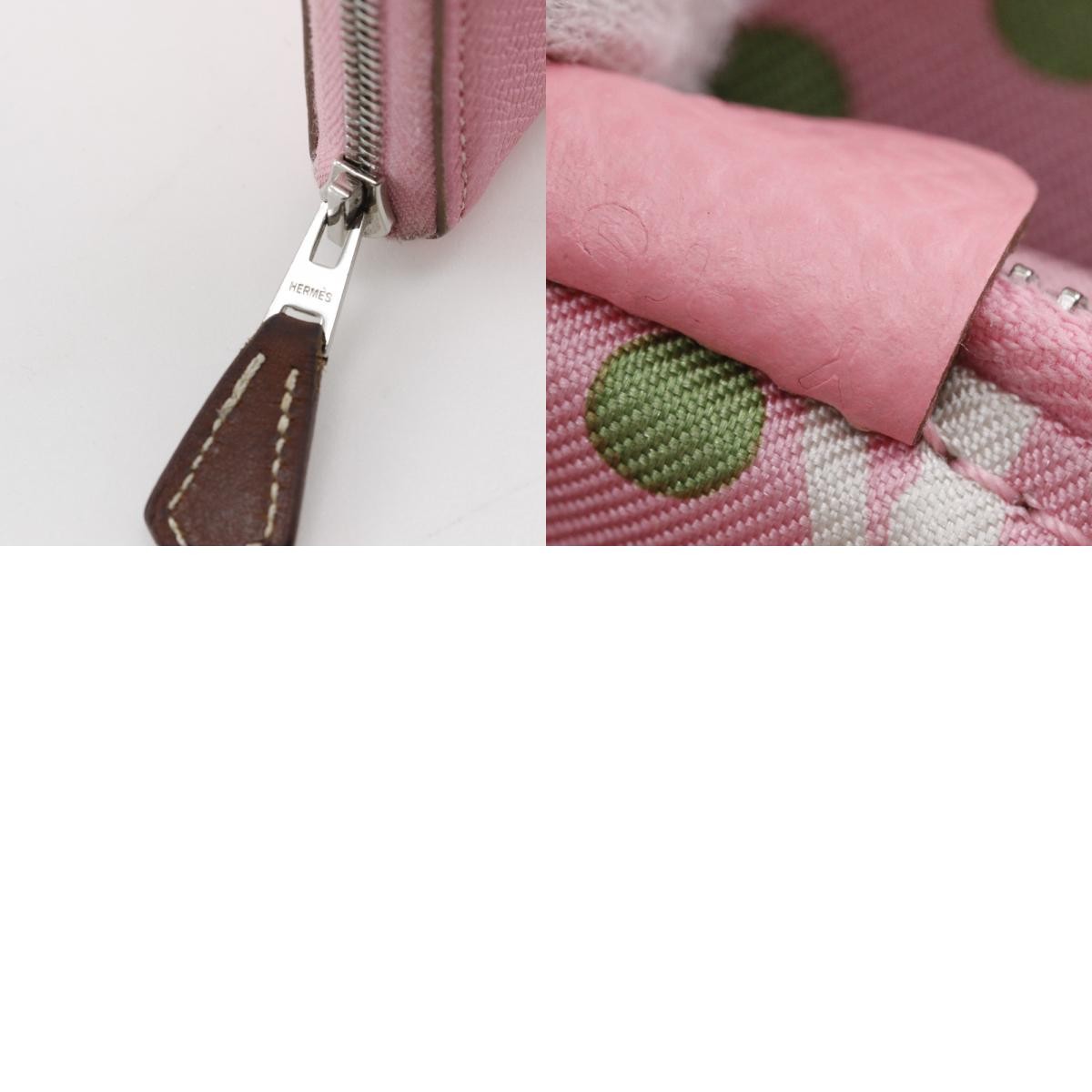 Hermes Azap Zip Around Epsom Pink Leather Wallets Accessory (Pre-Owned)