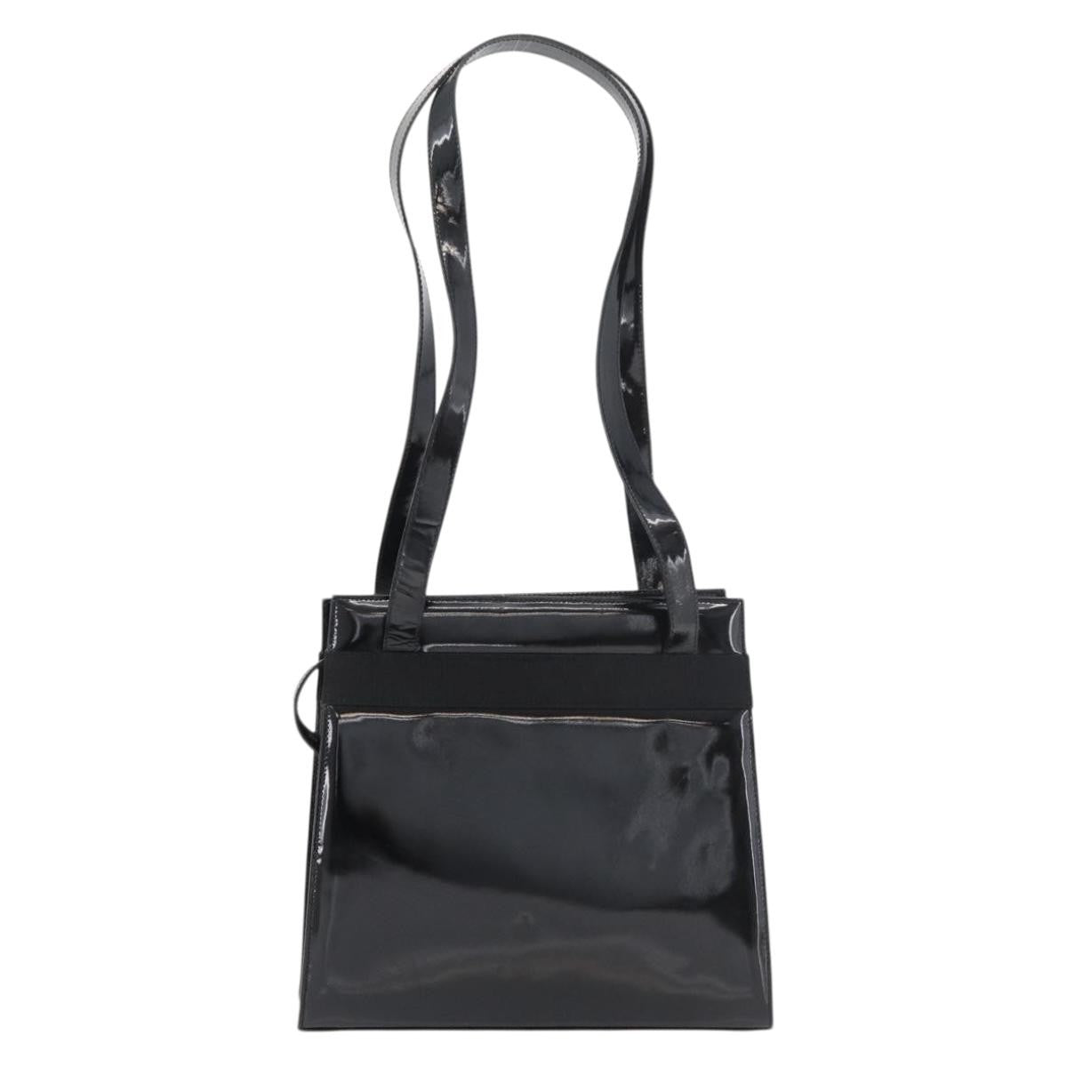 Salvatore Ferragamo Vala Patent Leather Black Patent_Leather Handbag (Pre-Owned)