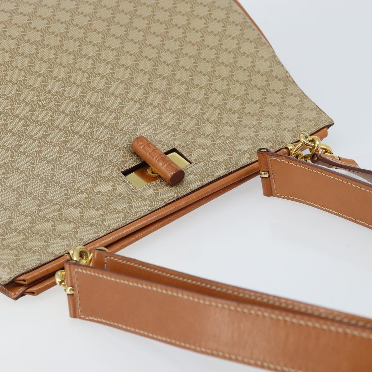 Celine Vintage Macadam Shopper Coated Canvas Beige Canvas Tote Bag Bag (Pre-Owned)