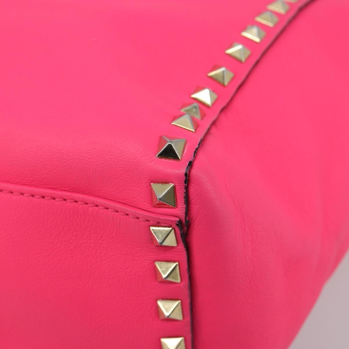 Valentino Garavani Rockstud Tote Soft Leather Pink Leather Tote Bag Bag (Pre-Owned)