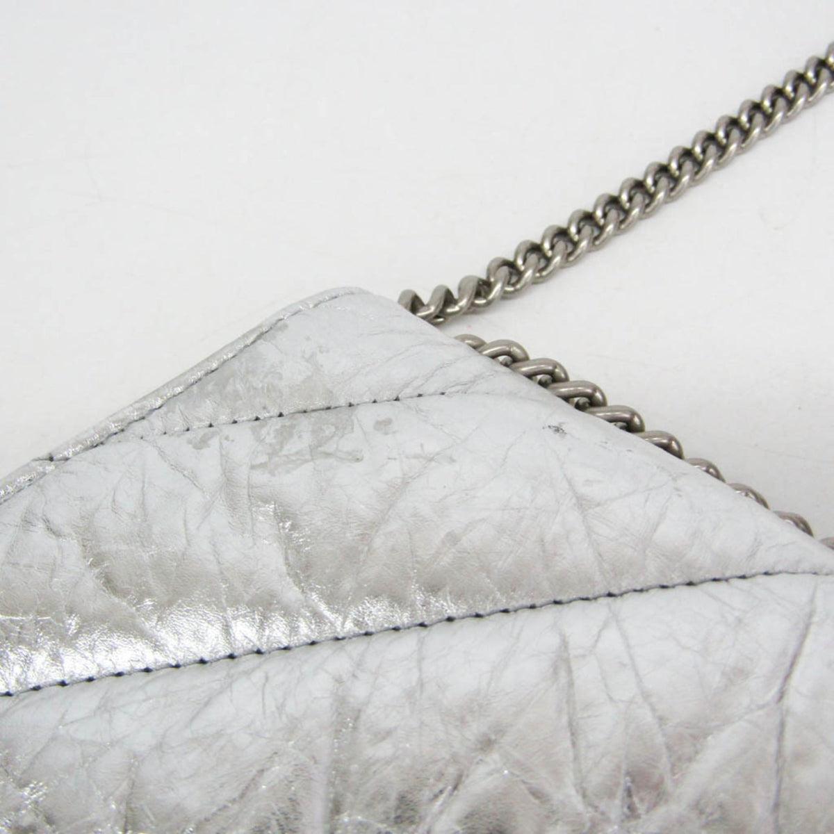 Balenciaga Crush Chain Flap Leather Silver Leather Handbag (Pre-Owned)