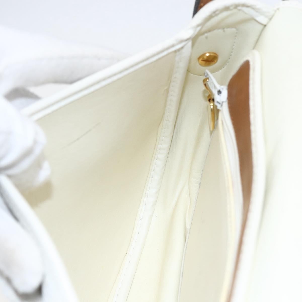 Christian Dior Vintage Leather White Leather Shoulder Bag Bag (Pre-Owned)