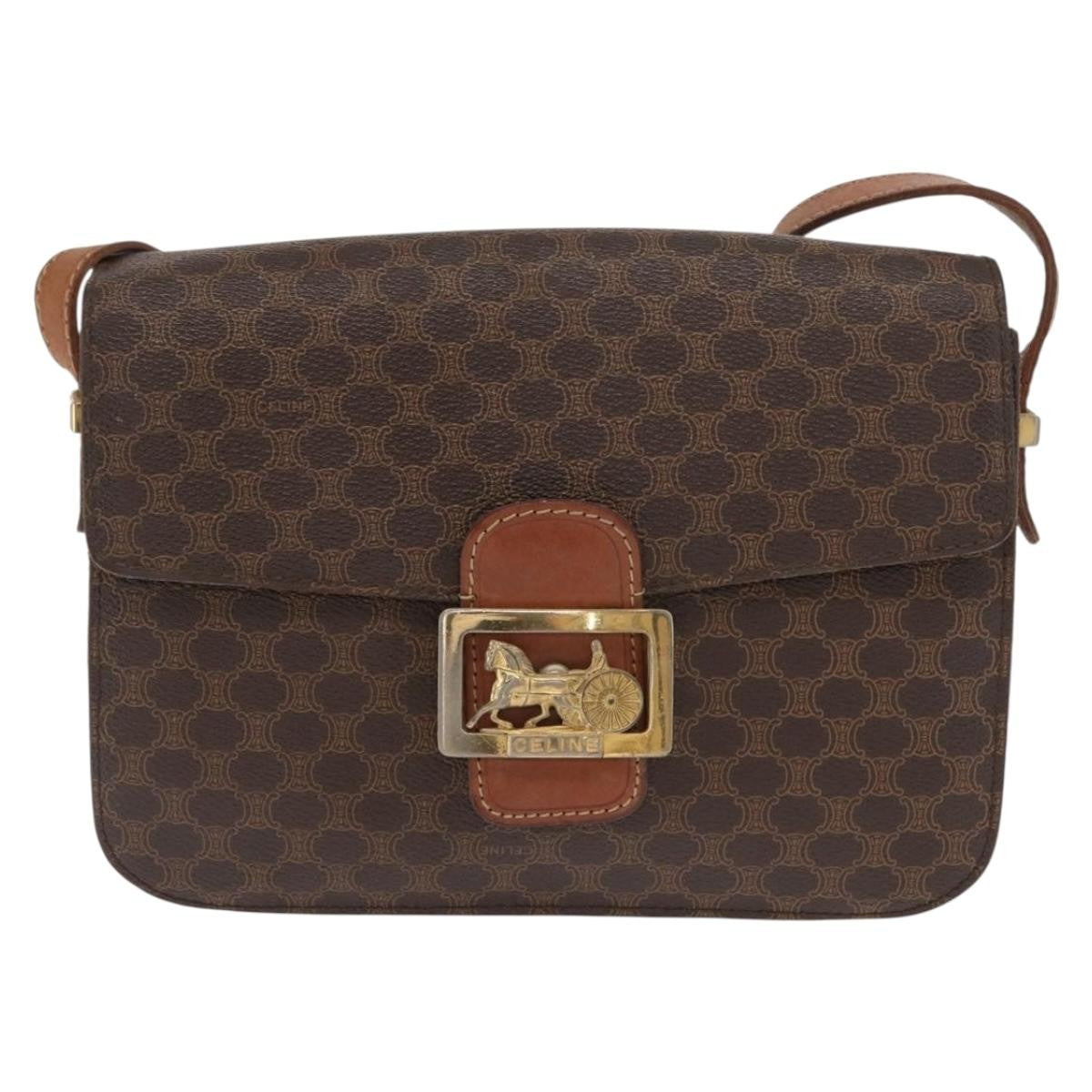 Celine Vintage Horse Carriage Macadam Canvas Brown Pvc Shoulder Bag Bag (Pre-Owned)