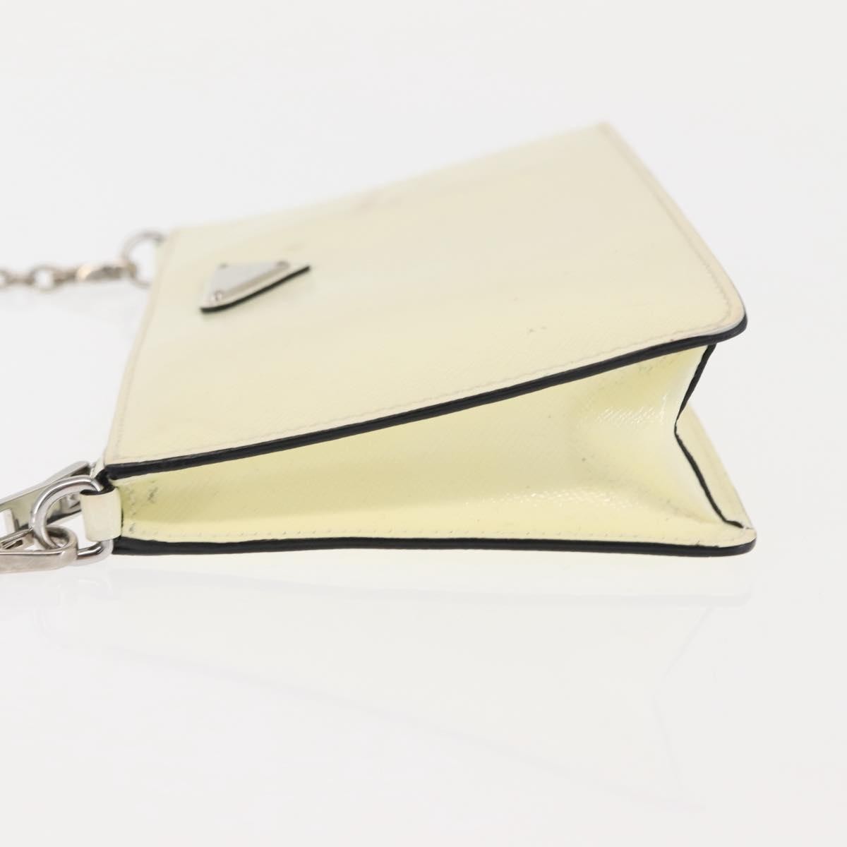 Prada Chain Crossbody Bag Vernice Saffiano Leather White Leather Shoulder Bag Bag (Pre-Owned)