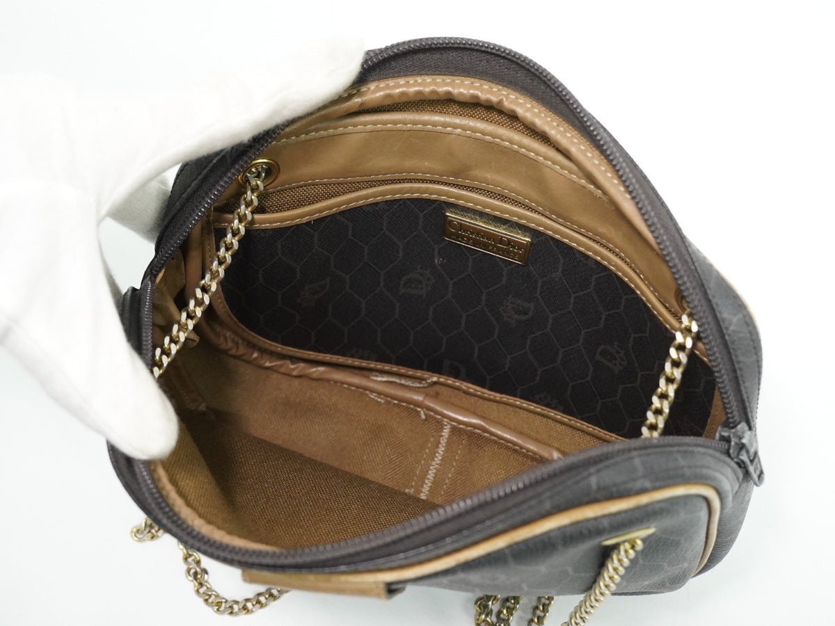 Christian Dior Vintage Honeycomb Canvas Black Canvas Shoulder Bag Bag (Pre-Owned)