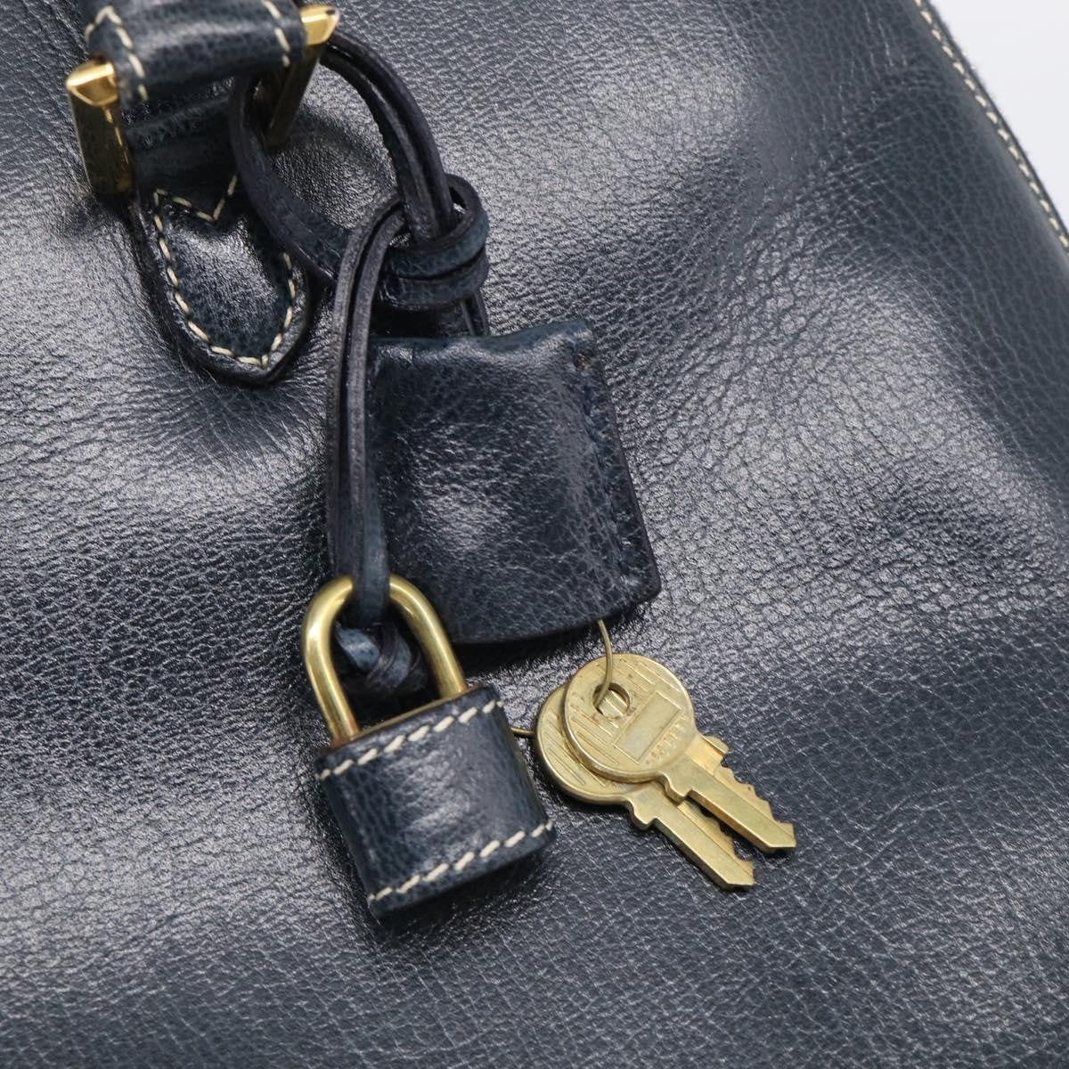 Salvatore Ferragamo Top Handle Leather Navy Leather Crossbody Bag Bag (Pre-Owned)