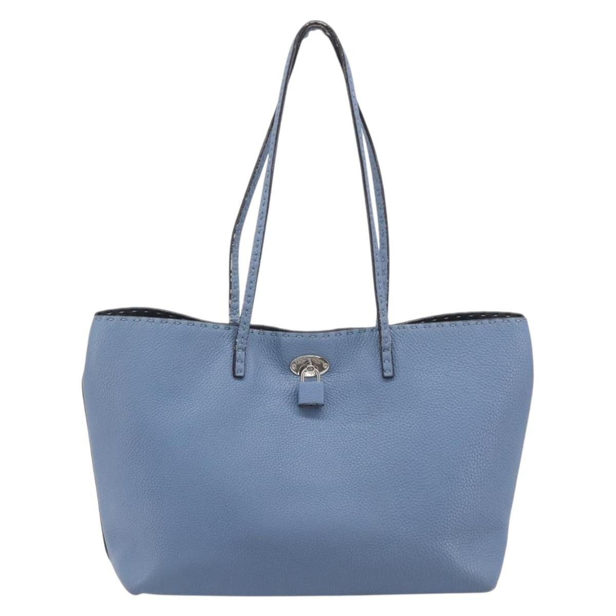 Fendi Selleria Carla Leather Blue Leather Tote Bag Bag (Pre-Owned)