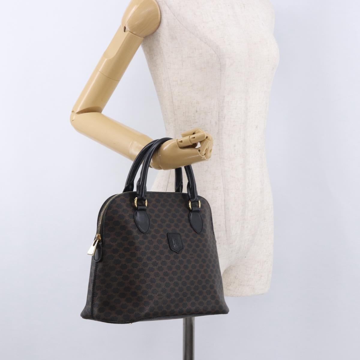 Celine Macadam Toile Triomphe Black Canvas Handbag (Pre-Owned)