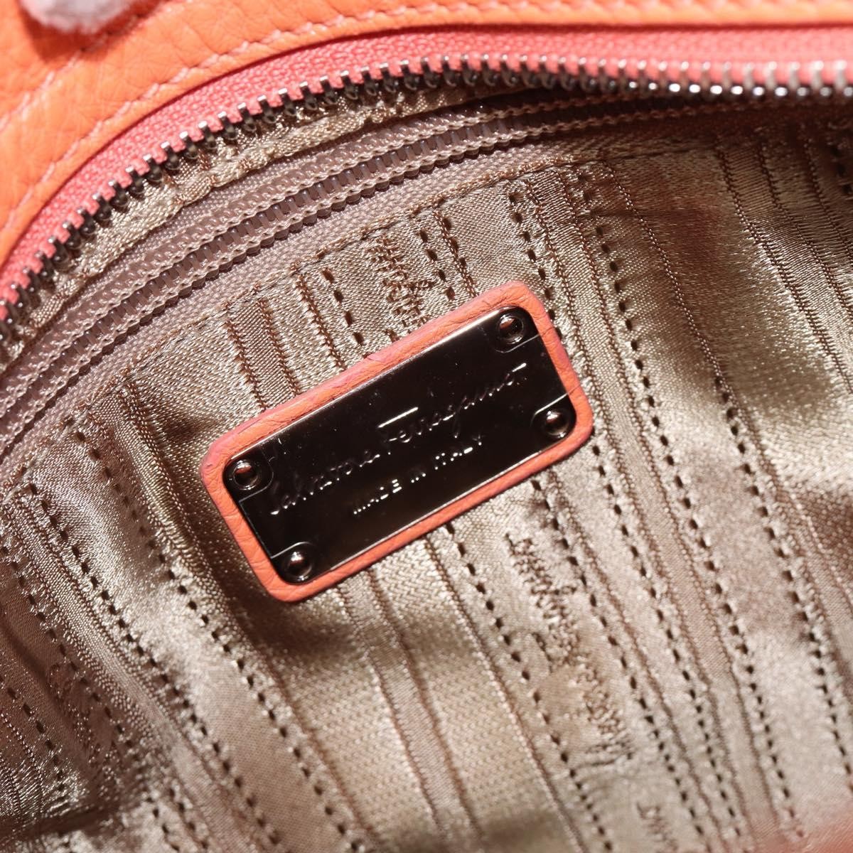 Salvatore Ferragamo Sofia Satchel Leather Orange Leather Handbag (Pre-Owned)