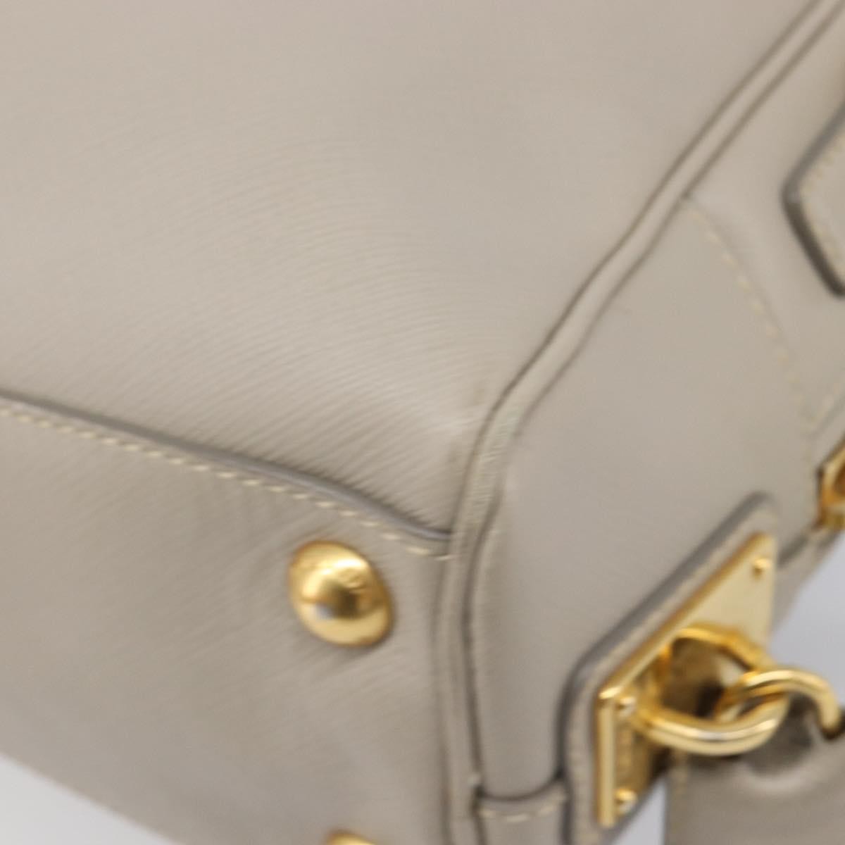 Prada Convertible Bauletto Saffiano Leather Gray Leather Handbag (Pre-Owned)