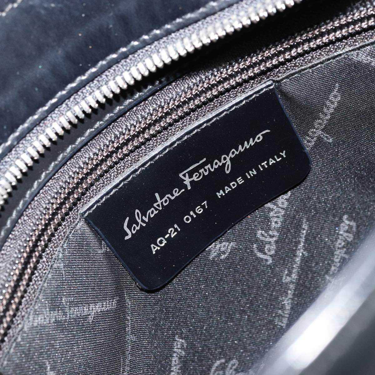 Salvatore Ferragamo Double Gancini Side Buckle Leather Black Leather Tote Bag Bag (Pre-Owned)